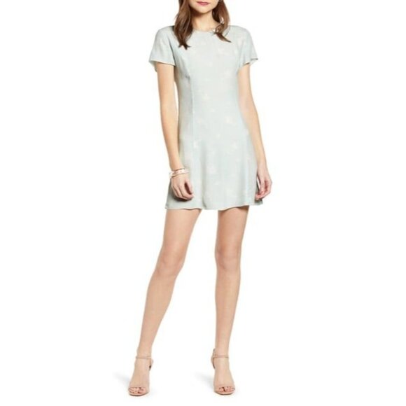 Something Navy Easy Flirty Teal Chalk Etch Flowers Dress Women's Size Small S - Picture 1 of 9
